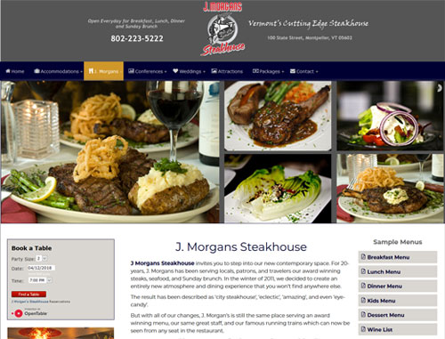 J Morgans Restaurant Website