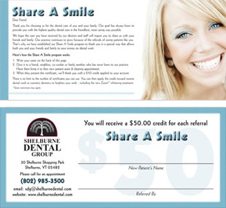 Shelburne Dental Referral Card