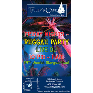 Tilley's Cafe Regae Party Ad Design