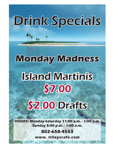 Tilly's Restaurant Menu Board