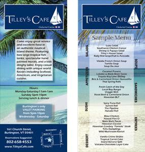 Tilley's Restaurant Menu Rack Card