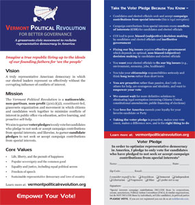 VT Political Revolution Rack Card