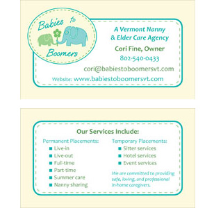 Babies to Boomers Custom Business Card Design