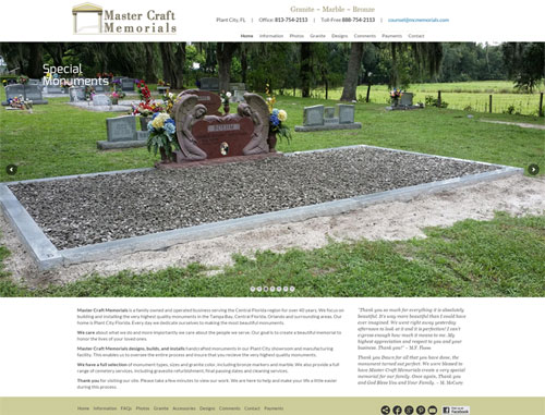 Mastercraft Memorials Website