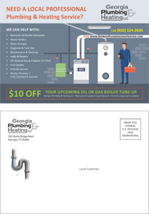 Georgia Plumbing and Heating Postcard Mailer Design