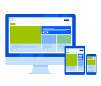 computer, tablet, and mobile showing custom websites