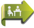 arrow with person behind and front of desk