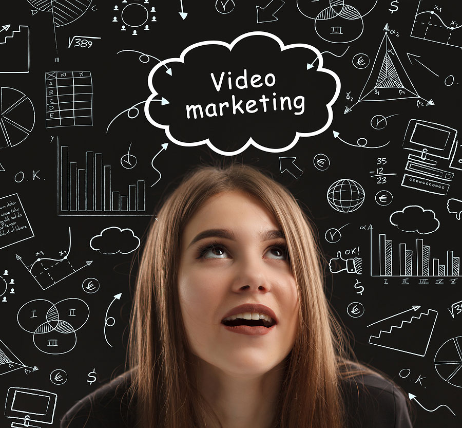 video marketing girl by chalkboard