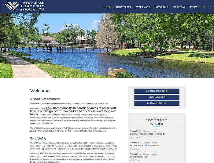 Westchase Community Association Website