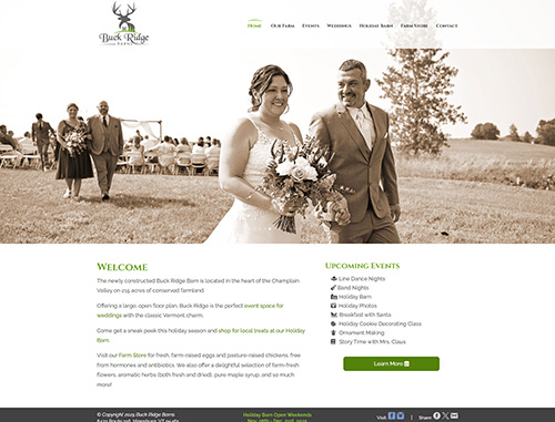 Buck Ridge Barns Wedding Venue Website