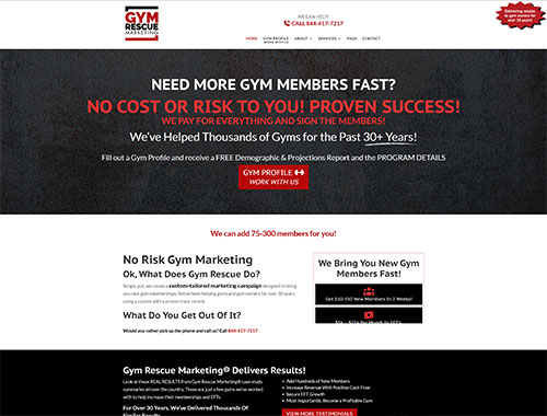 gym rescue marketing website